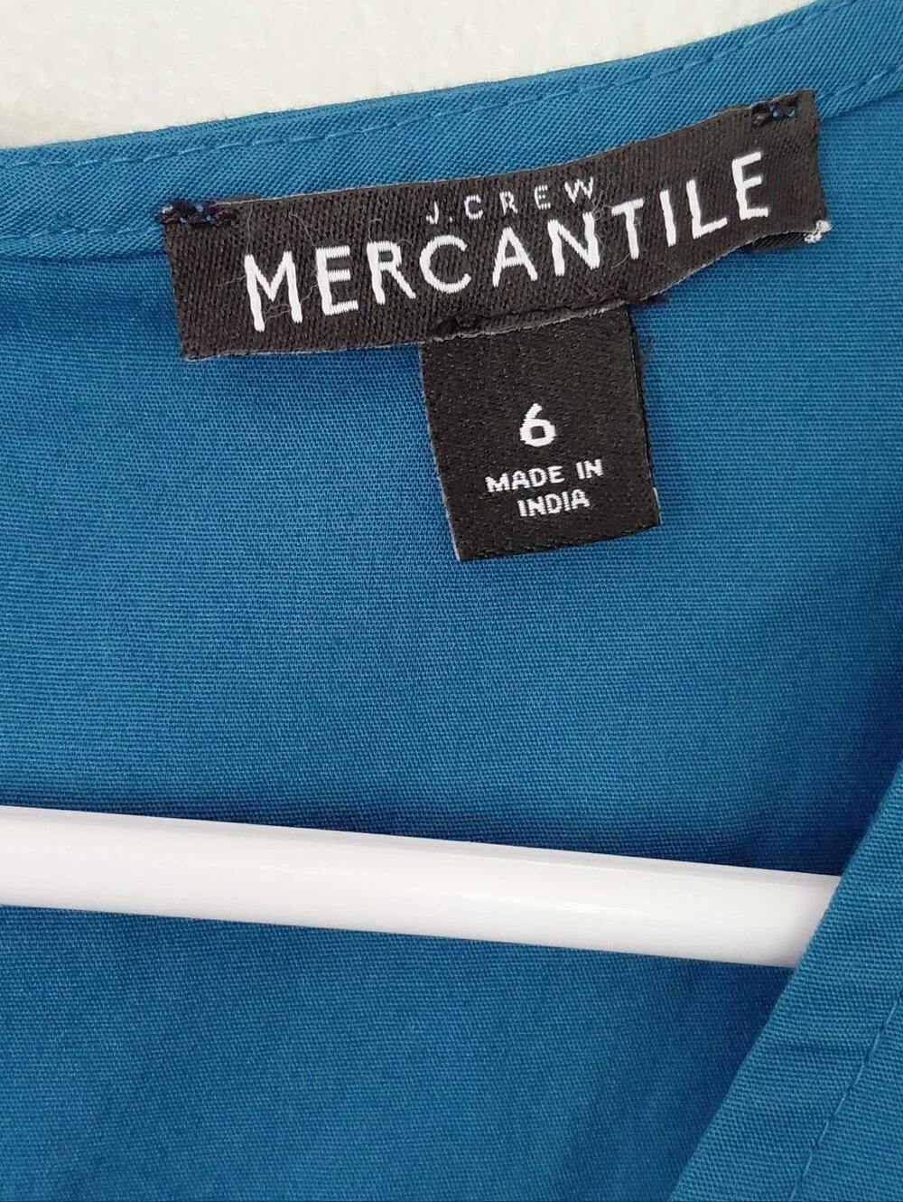 J. Crew Mercantile Teal Blue Flutter Sleeve Ruffle Hem Shift Dress NWOT Size 6